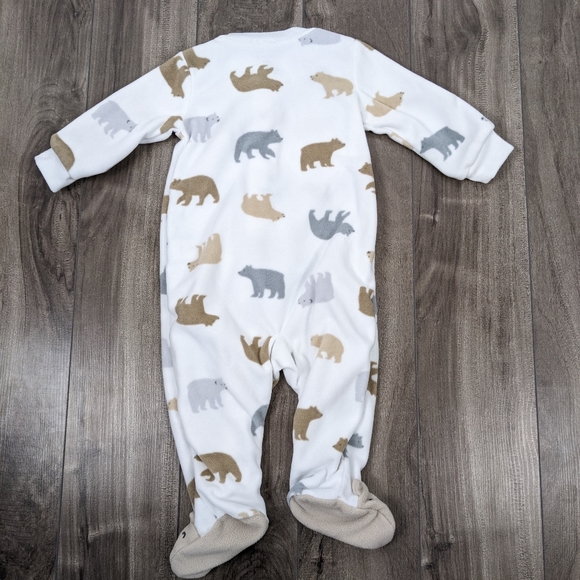 Carter's Fleece Onesie Sleeper 6 month Bear Print - Picture 7 of 8
